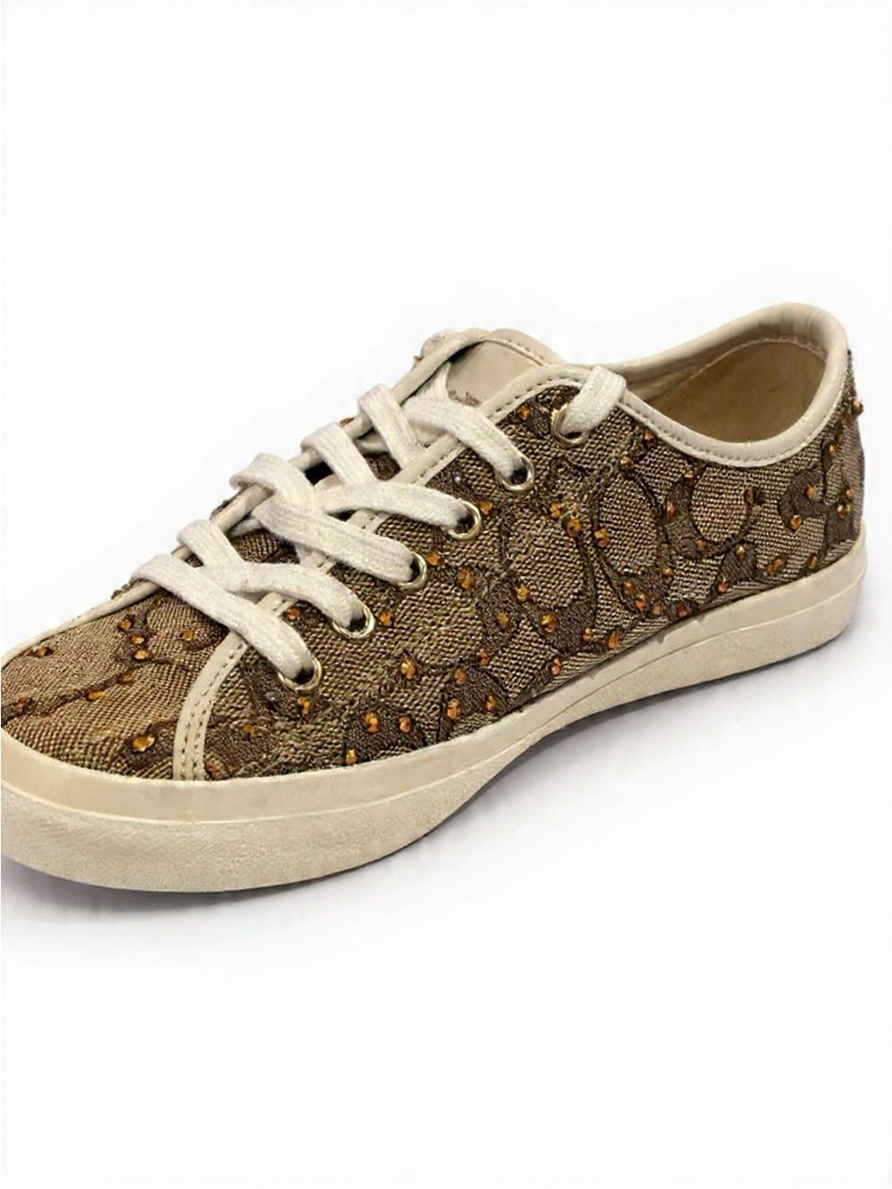 Coach Signature Rhinestone Sneakers Gold Stud Custom Size 8.5